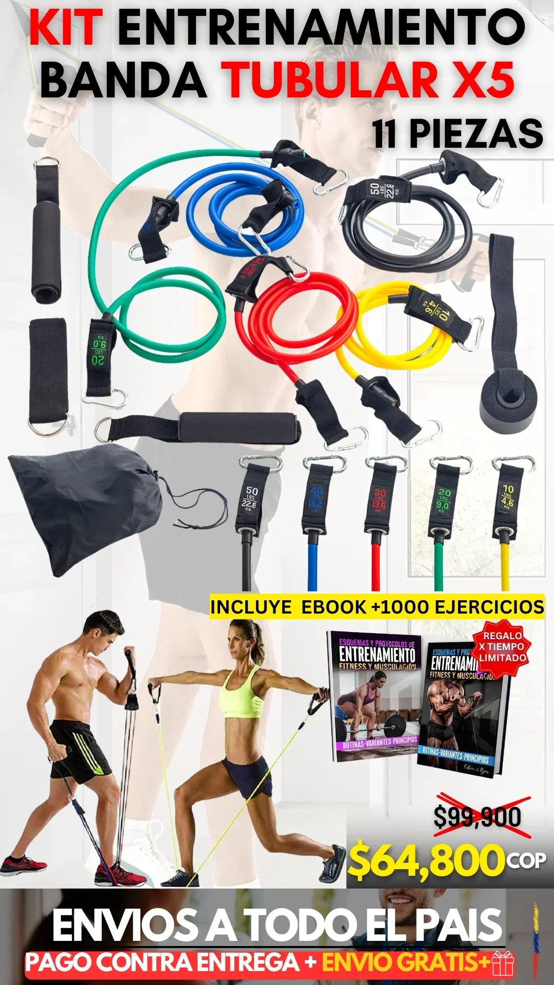 SET X5 BANDAS ULTRA-RESISTENTE FITNESS PRO