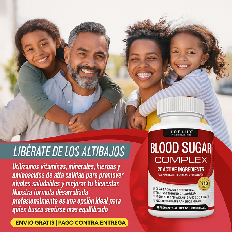 Blood Sugar Complex™: Fórmula Avanzada con Canela, Cromo y Morera 20 Ingredientes Activos, Apoyo Metabólico y Niveles Saludables de Glucosa