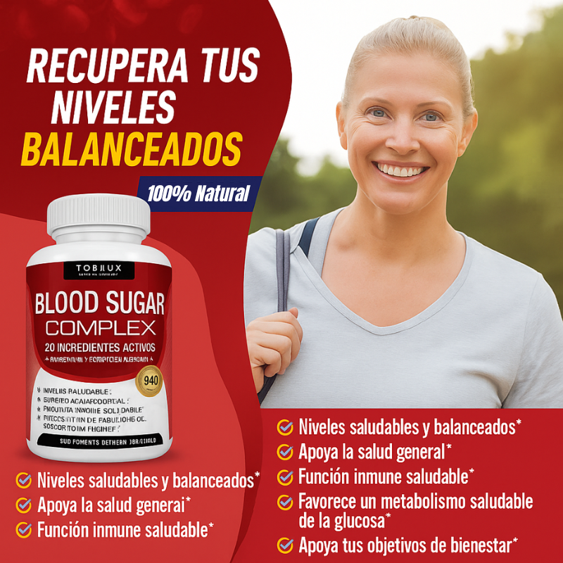 Blood Sugar Complex™: Fórmula Avanzada con Canela, Cromo y Morera 20 Ingredientes Activos, Apoyo Metabólico y Niveles Saludables de Glucosa
