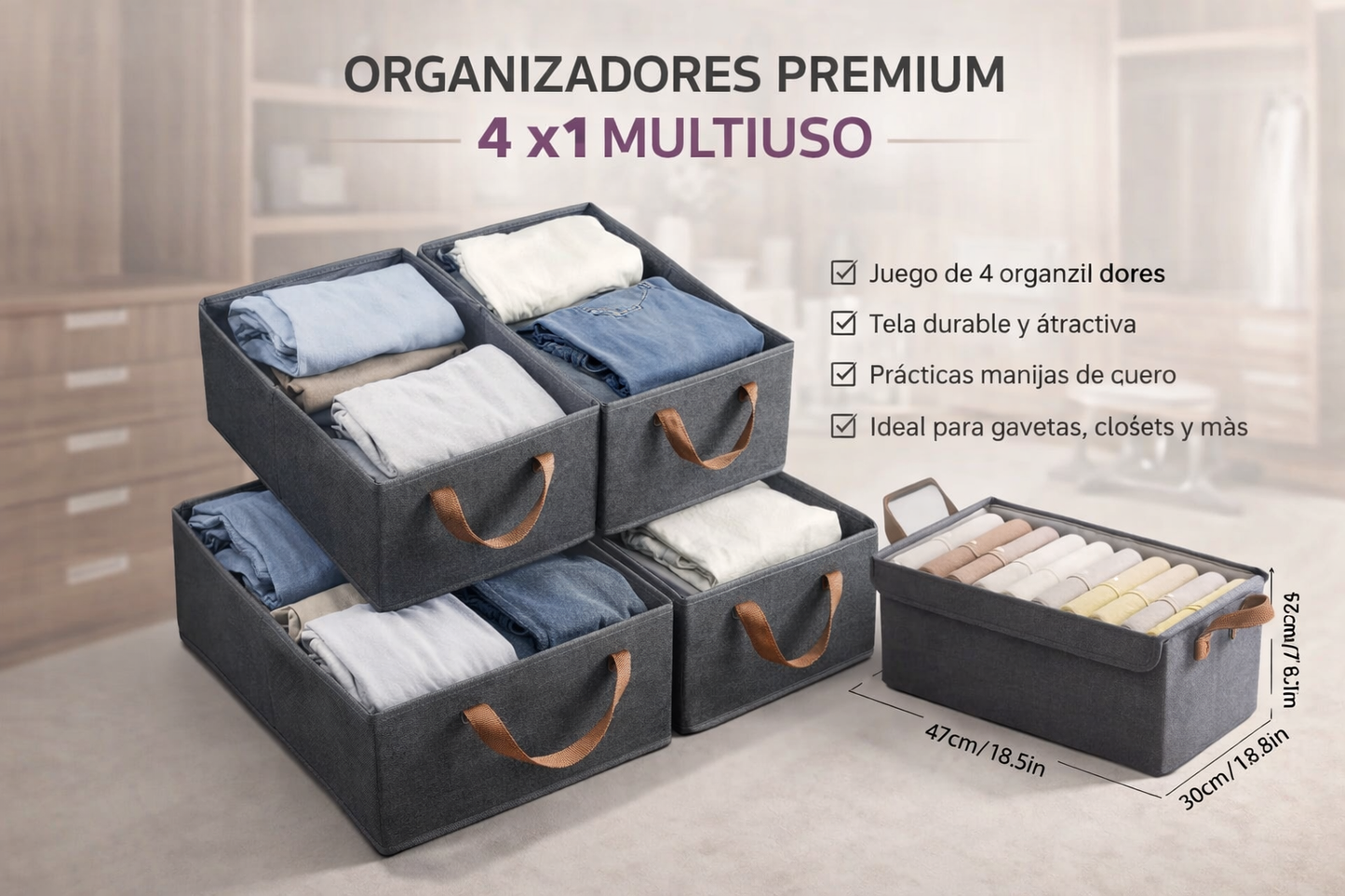 Organizadores de Ropa Plegables (Comprá 1 y lleváte 4)