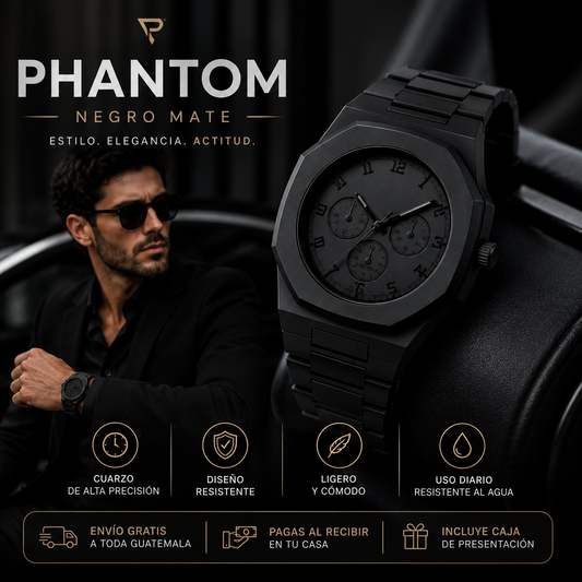 Reloj Phantom Negro Mate (ARABE)