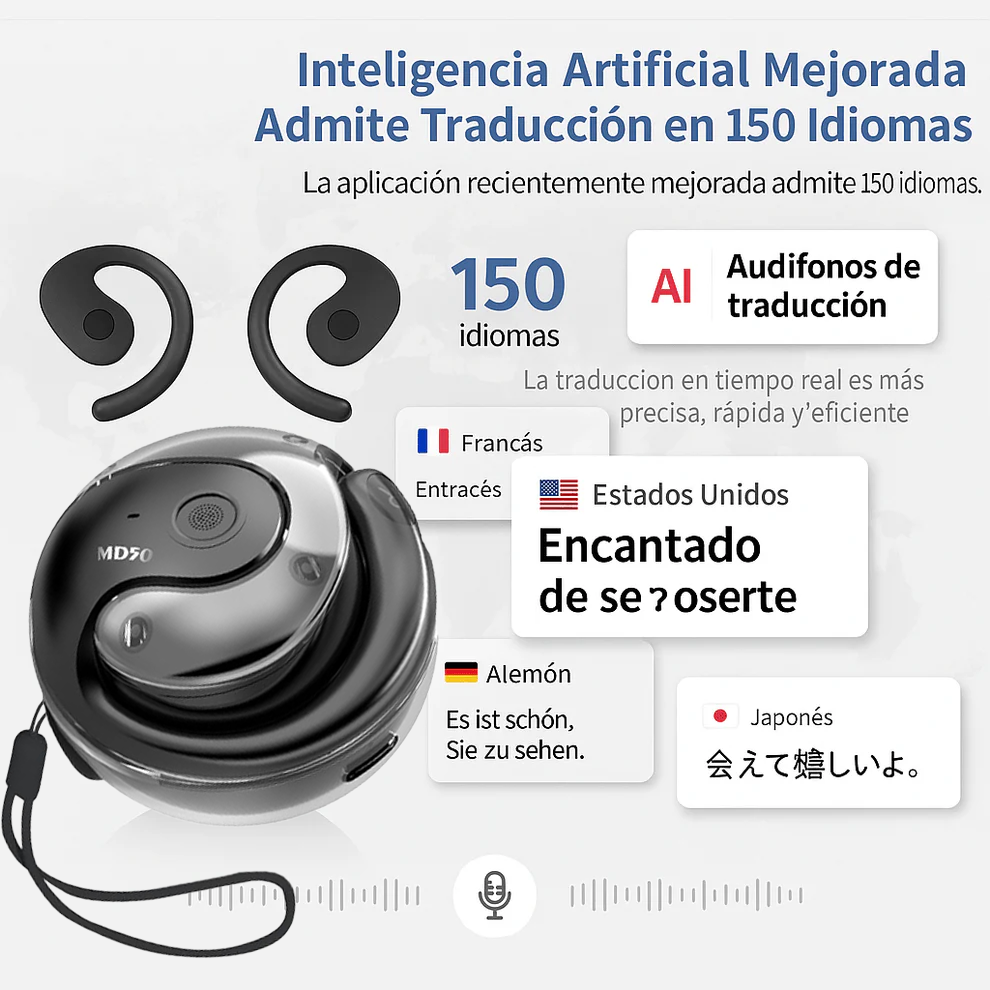 🎧 Auriculares Bluetooth con Traducción en Tiempo Real 🌍